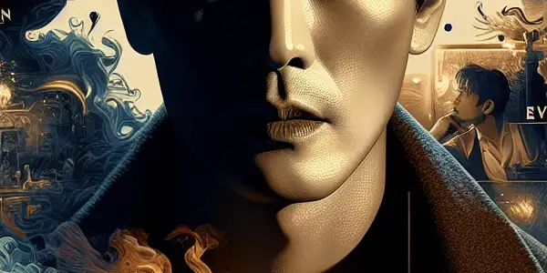 A cinematic poster featuring Song Seung-heon amidst a collage of iconic movie scenes, conveying romance and suspense.